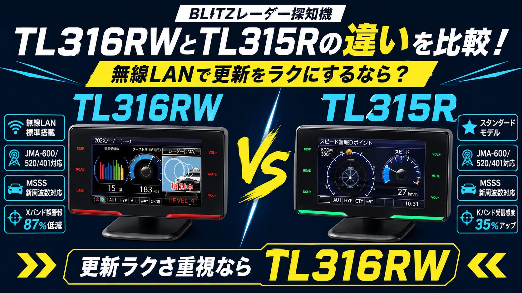 TL316RWとTL315Rの違いを比較！無線LANで更新をラクにするなら？BLITZ 